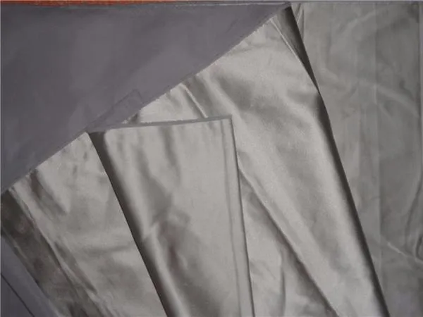 100% SILK DUTCHESS SATIN LIGHT DUSTY BLUE X IVORY 56"  LYCRA WIDE [6127]