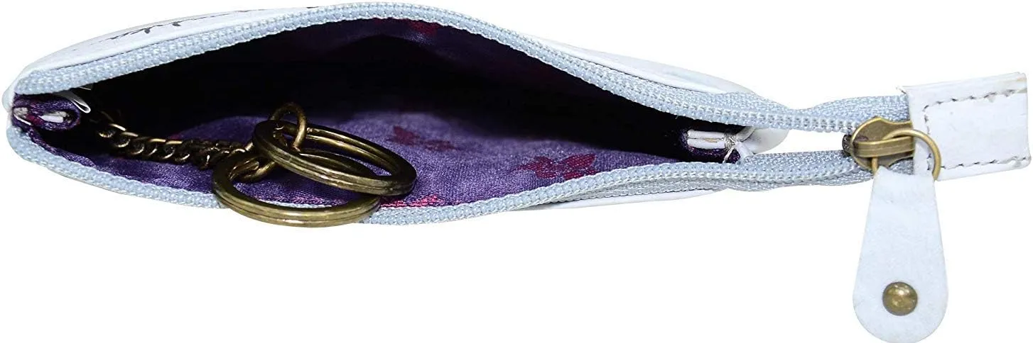 Anuschka Women’s Hand-Painted Genuine Leather Medium Zip Pouch - Coin and Key Pouch - Zippered, 2 Key Fobs