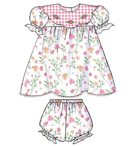 B4110 Infants' Dress, Panties, Jumpsuit and Hat (size: All Sizes In One Envelope)
