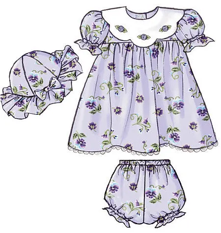 B4110 Infants' Dress, Panties, Jumpsuit and Hat (size: All Sizes In One Envelope)