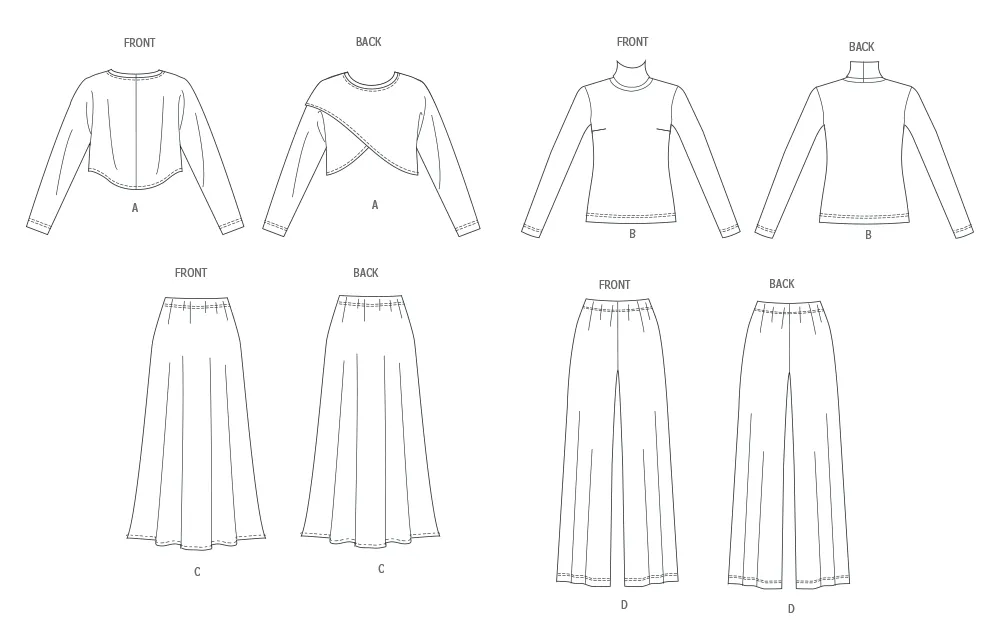 Butterick sewing pattern B7013 Misses' Knit Tops, Skirt, and Pants