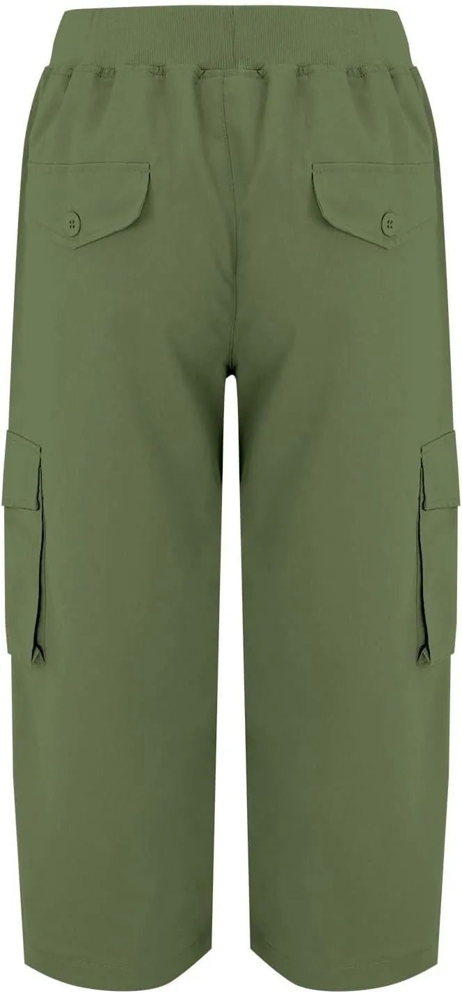 Cargo Capris for Women with Pockets Cropped Jogger Cargo Pants Plus Size Lightweight Capri Cargos Trousers