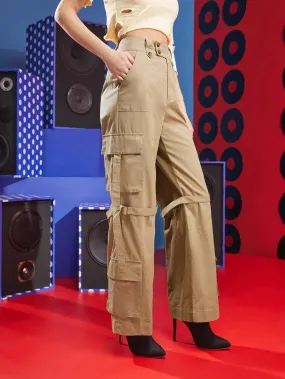 High Waist Buckle Strap Cargo Pant