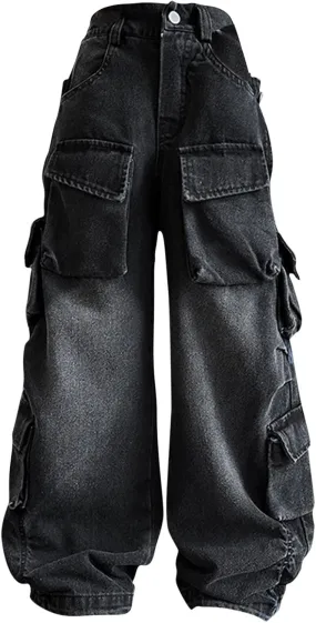 Kids Legging Pattern Kids Girls Ripped Distressed Washed Baggy Wide Leg Casual Jeans Size 5 16 Sweatpants Set for Girls
