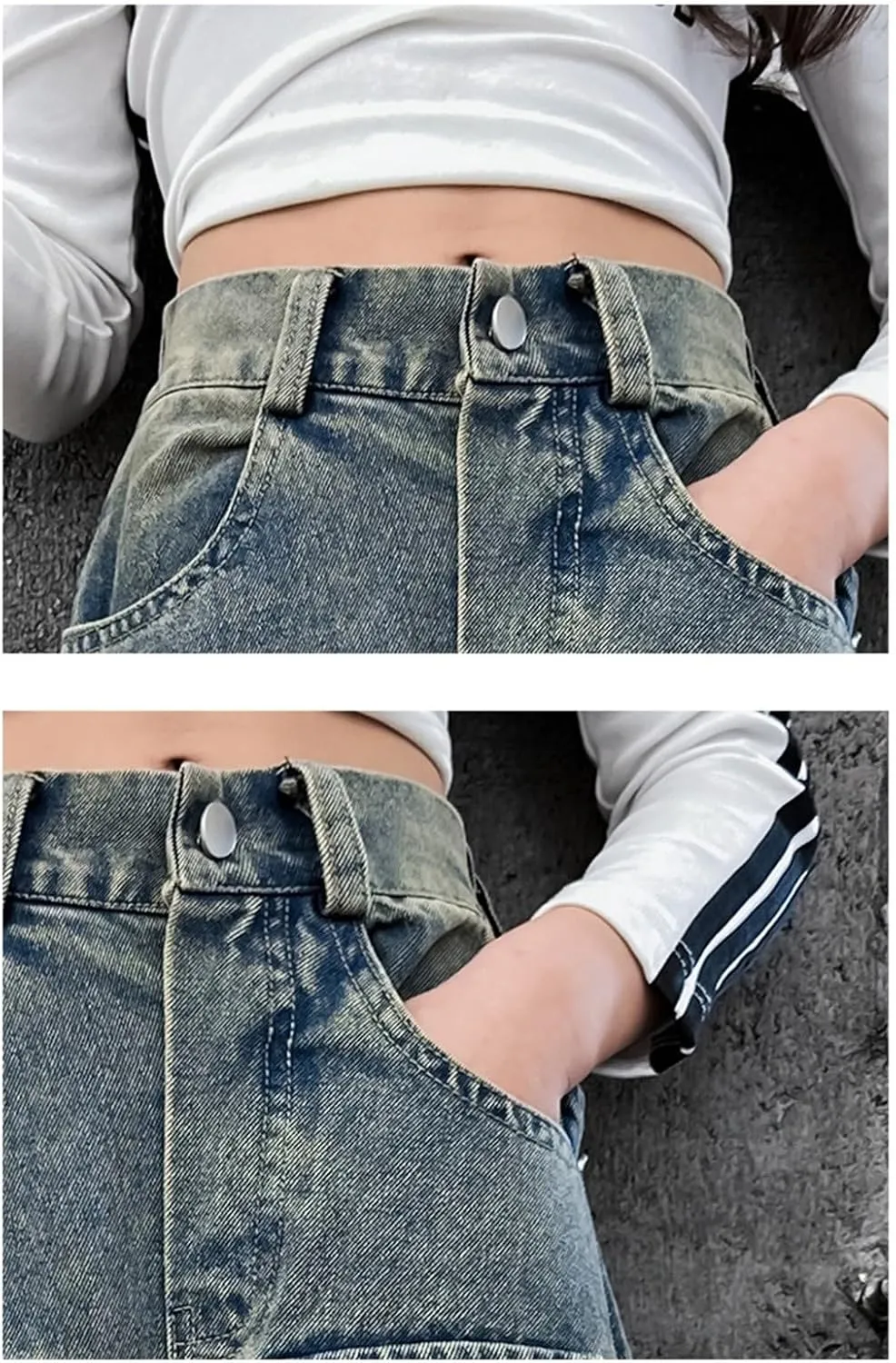 Kids Legging Pattern Kids Girls Ripped Distressed Washed Baggy Wide Leg Casual Jeans Size 5 16 Sweatpants Set for Girls