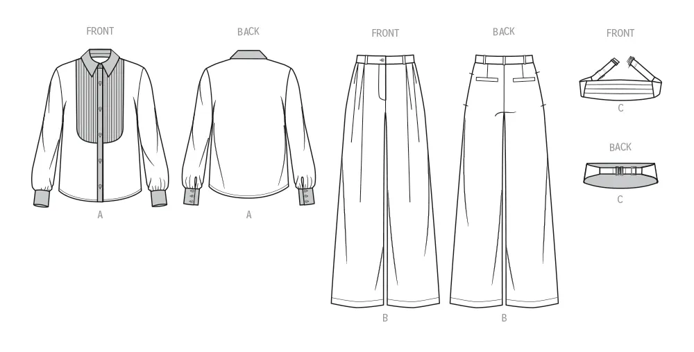 Know Me sewing pattern KM2104 Misses' Shirt and Trousers by Raven Maureen