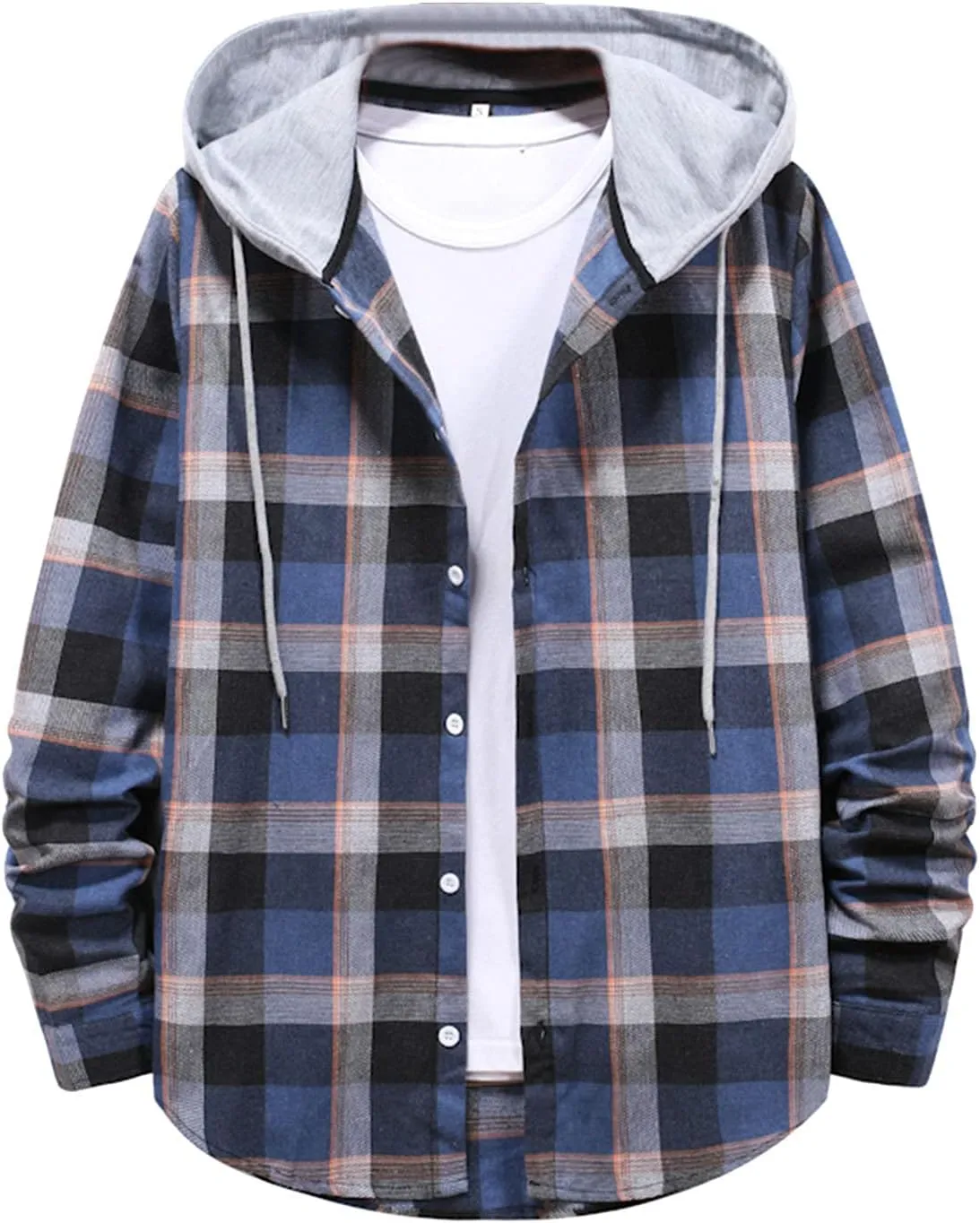 LCMTWX Men's Fleece Lined Flannel Shirt Jacket Button Down Pocket Long Sleeve Shirt Patchwork Jacket Casual Long Sleeve