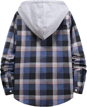 LCMTWX Men's Fleece Lined Flannel Shirt Jacket Button Down Pocket Long Sleeve Shirt Patchwork Jacket Casual Long Sleeve
