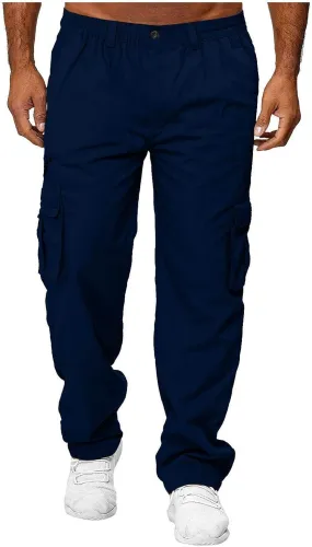 Lightweight Cargo Pants for Men with Multi Pockets Straight Work Pants Fitness Trousers Baggy Hiking Sweatpants