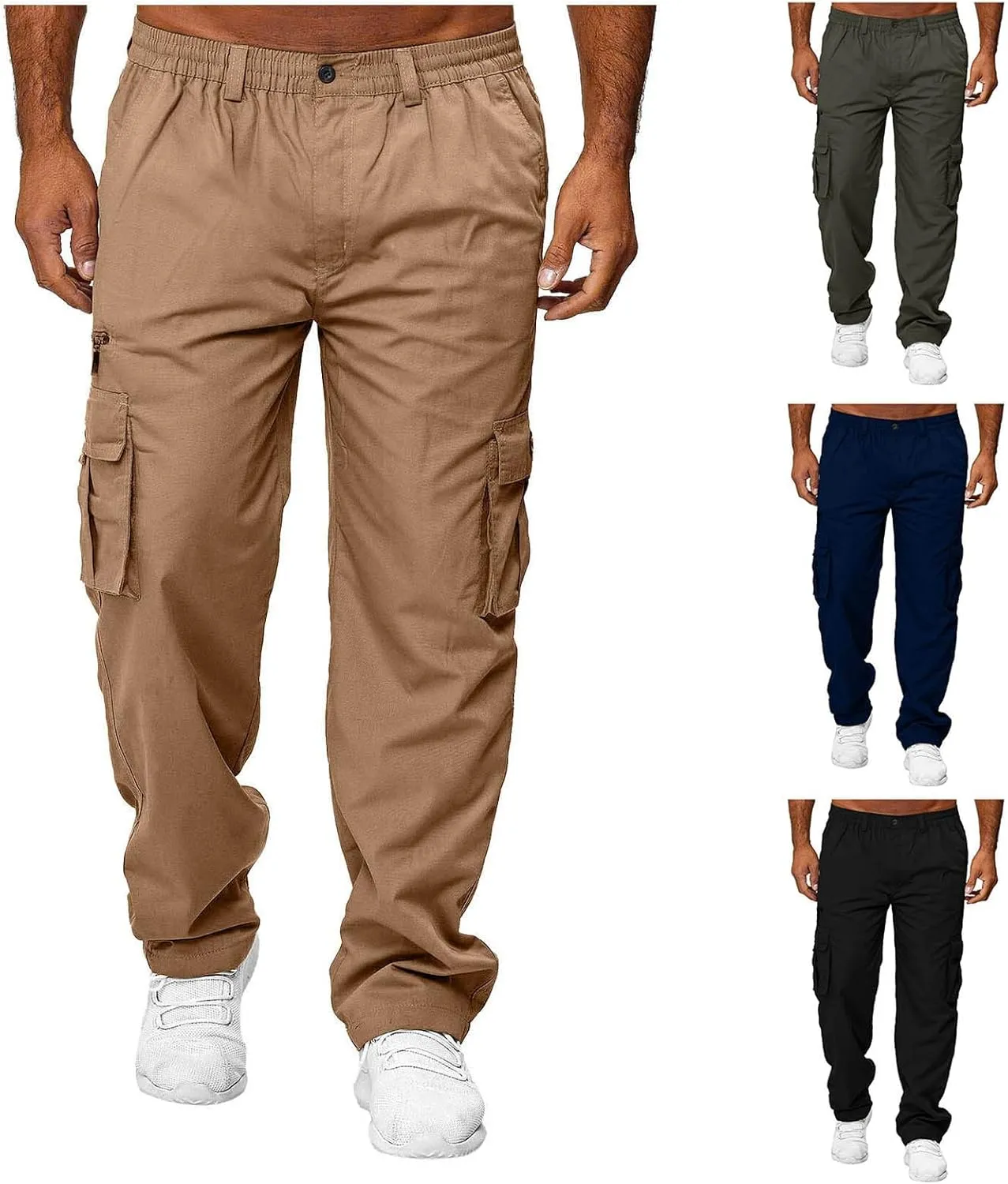Lightweight Cargo Pants for Men with Multi Pockets Straight Work Pants Fitness Trousers Baggy Hiking Sweatpants
