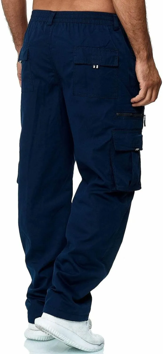 Lightweight Cargo Pants for Men with Multi Pockets Straight Work Pants Fitness Trousers Baggy Hiking Sweatpants