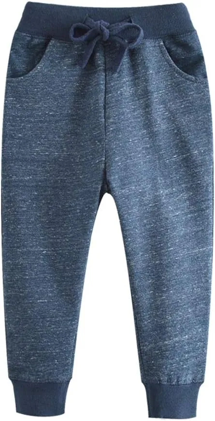 Little Boys Cartoon Pattern Cotton Drawstring Elastic Sweatpants Sport Jogger Pants with Pocket