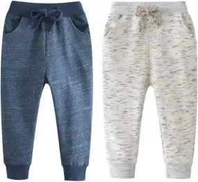 Little Boys Cartoon Pattern Cotton Drawstring Elastic Sweatpants Sport Jogger Pants with Pocket