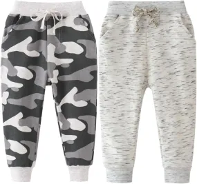 Little Boys Cartoon Pattern Cotton Drawstring Elastic Sweatpants Sport Jogger Pants with Pocket