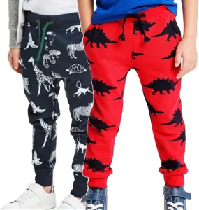 Little Boys Cartoon Pattern Cotton Drawstring Elastic Sweatpants Sport Jogger Pants with Pocket