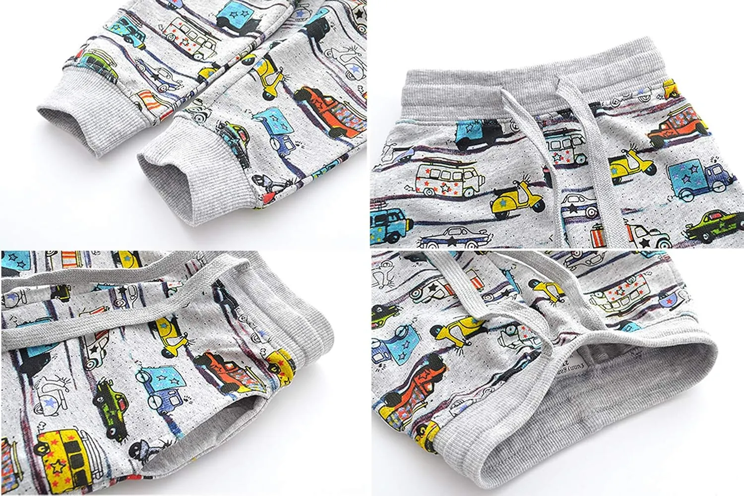 Little Boys Cartoon Pattern Cotton Drawstring Elastic Sweatpants Sport Jogger Pants with Pocket