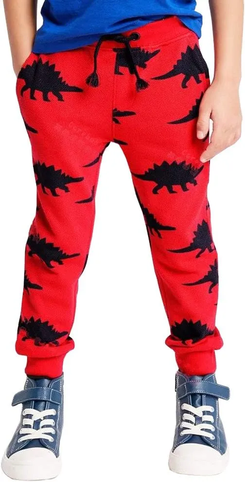 Little Boys Cartoon Pattern Cotton Drawstring Elastic Sweatpants Sport Jogger Pants with Pocket