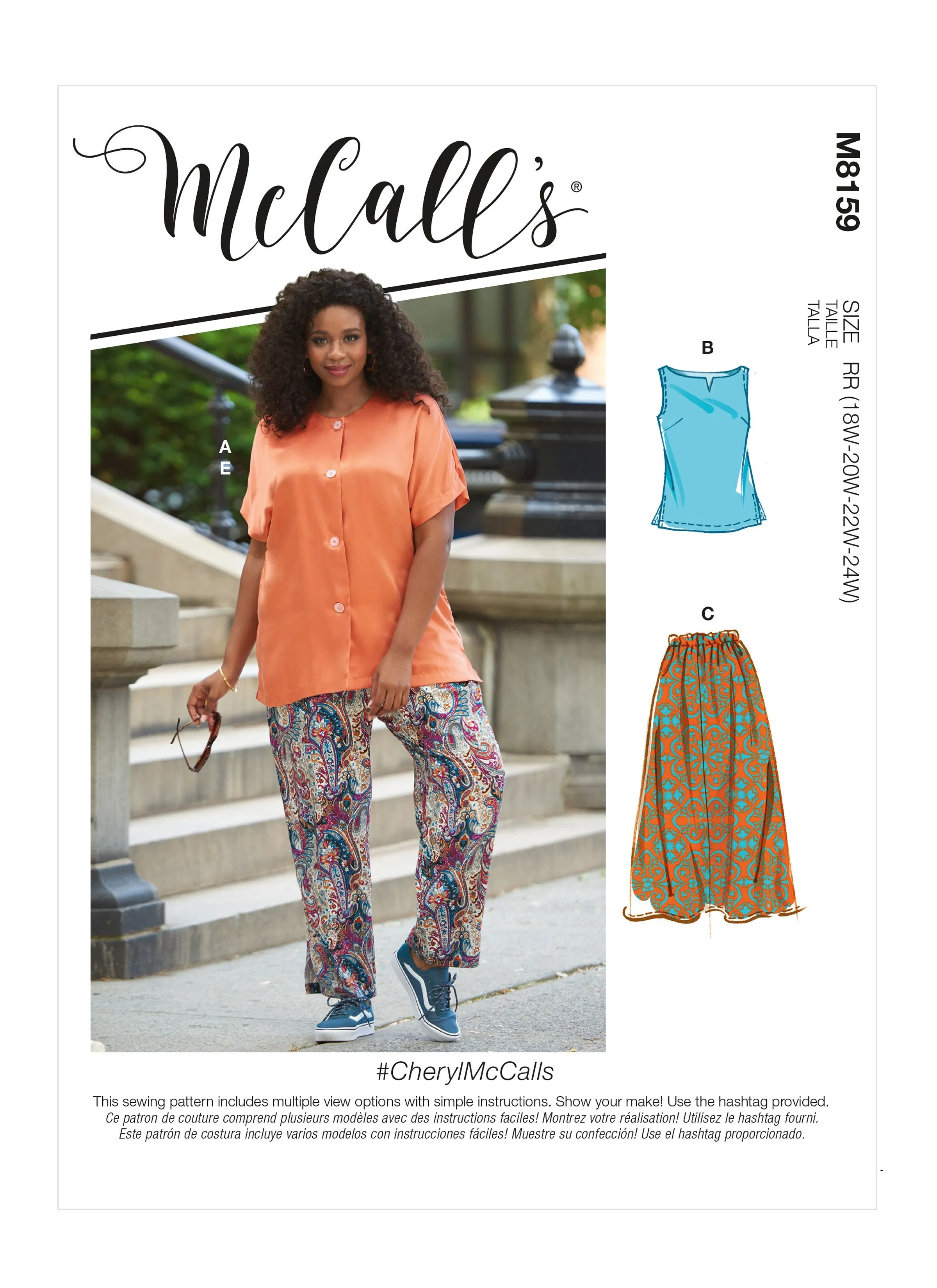 McCall's 8159 Side Slit Shirt, Top, Skirt and Pants pattern