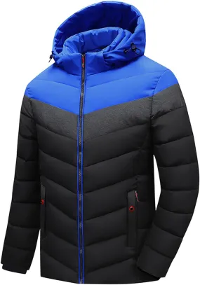 Men Winter Jacket Thicken Down Jacket Windproof Puffer Jacket Quilted Insulated Jacket with Hood for Business