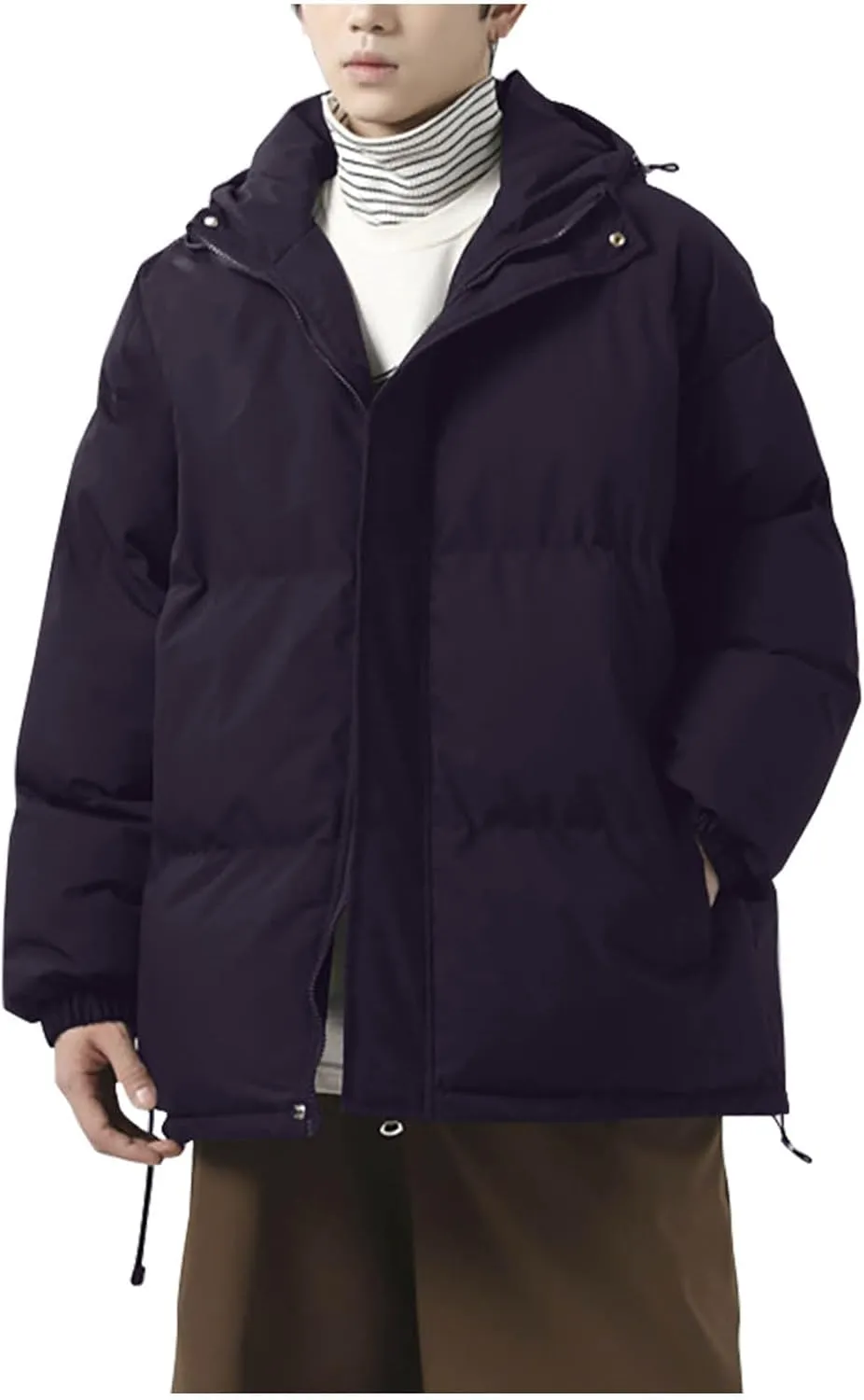 Men Winter Jackets Warm Puffy Jackets Full Zip Puffer Jacket Quilted Insulated Jacket Down Jacket for Men
