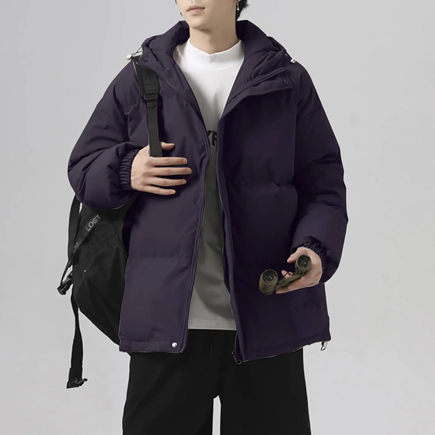 Men Winter Jackets Warm Puffy Jackets Full Zip Puffer Jacket Quilted Insulated Jacket Down Jacket for Men