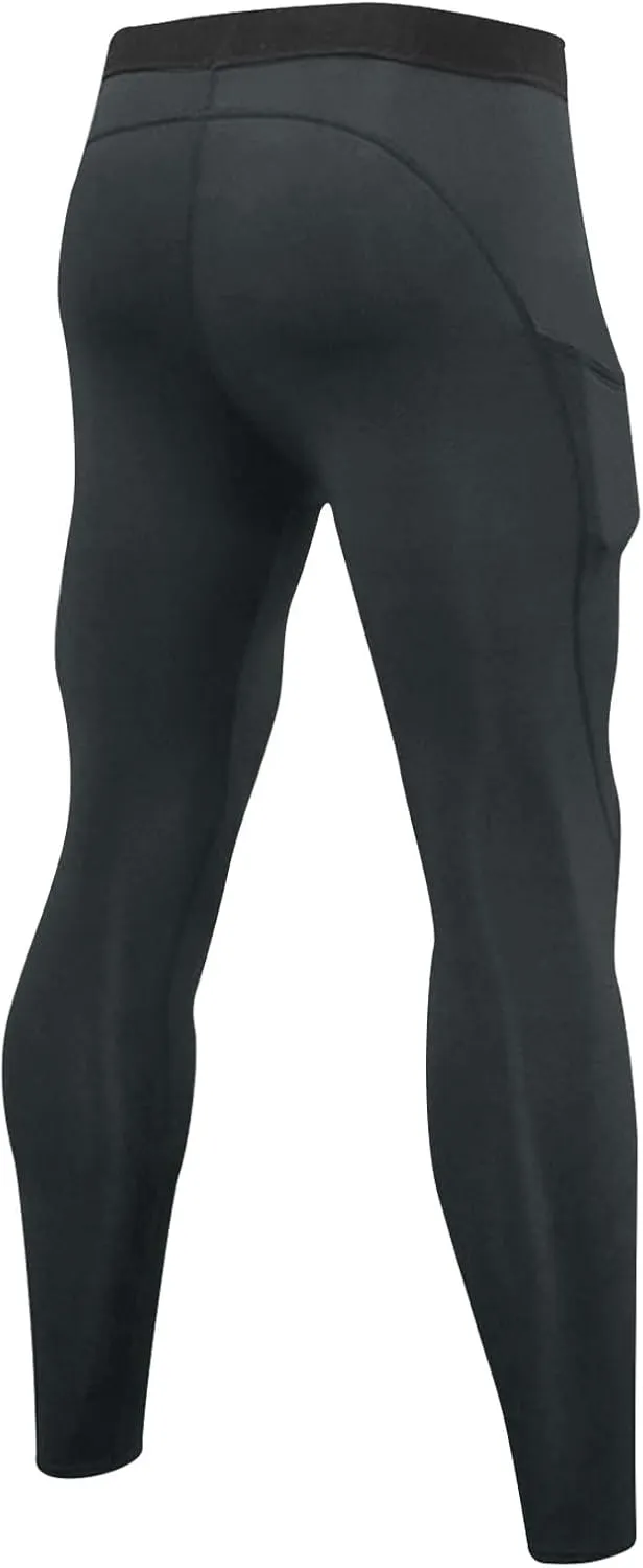 Men's Compression Pants Athletic Running Leggings Workout Tights Fleece Lined Base Layer Sports Underpants Trousers