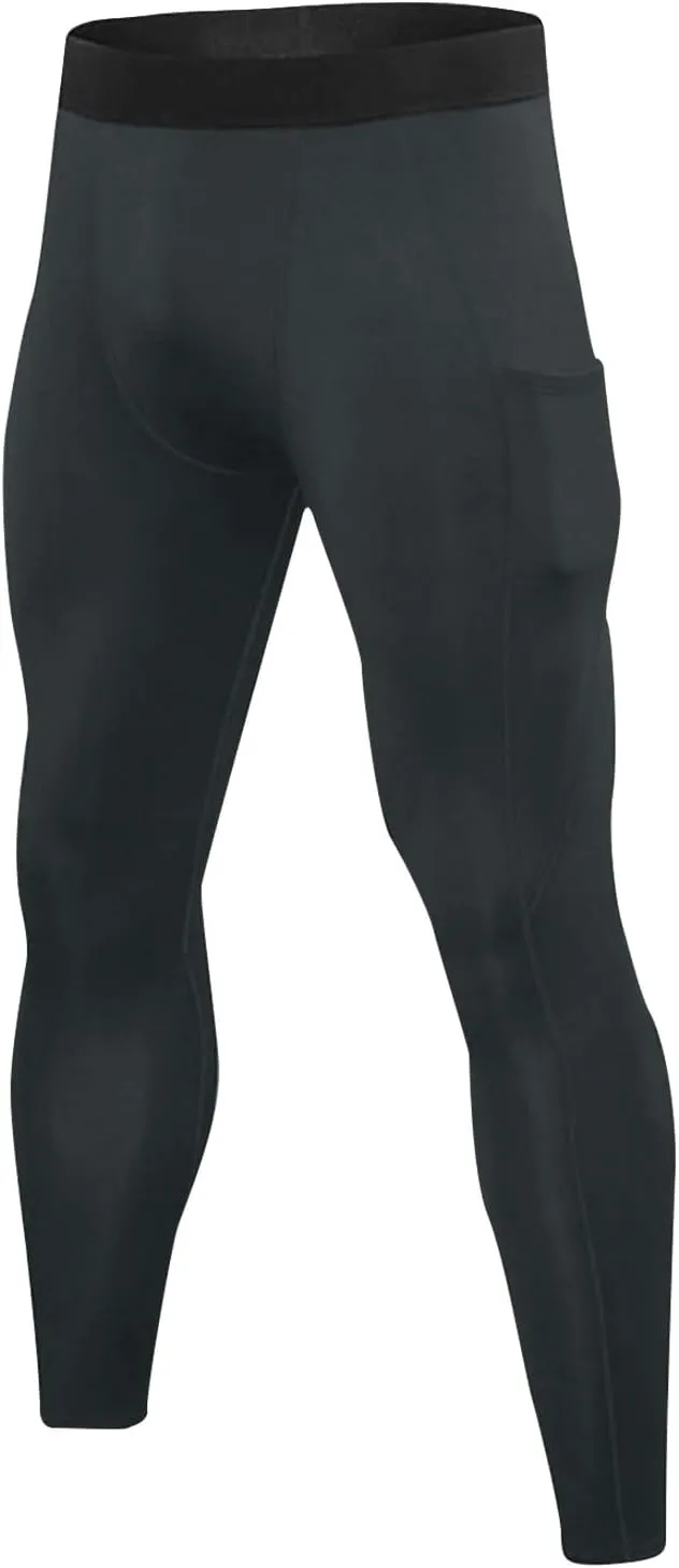 Men's Compression Pants Athletic Running Leggings Workout Tights Fleece Lined Base Layer Sports Underpants Trousers