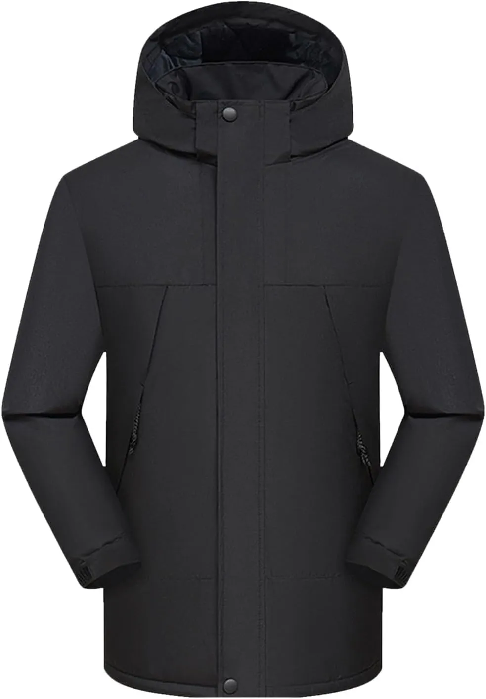 Men'S Down Jackets & Coats Zip Up With Hood Windbreaker Plain Men'S Jacket Thick Thermal Windproof Outwear