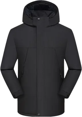 Men'S Down Jackets & Coats Zip Up With Hood Windbreaker Plain Men'S Jacket Thick Thermal Windproof Outwear
