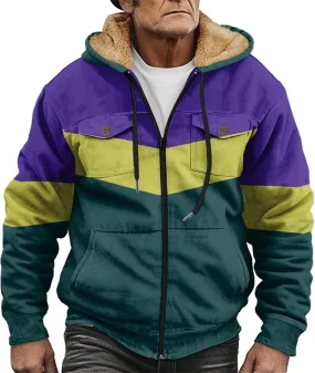 Men's Fleece Sweatshirts Jackets Plush Warm Fuzzy Winter Hoodies Workout Loose Fit Outdoor Thermal Cargo Sherpa Coats
