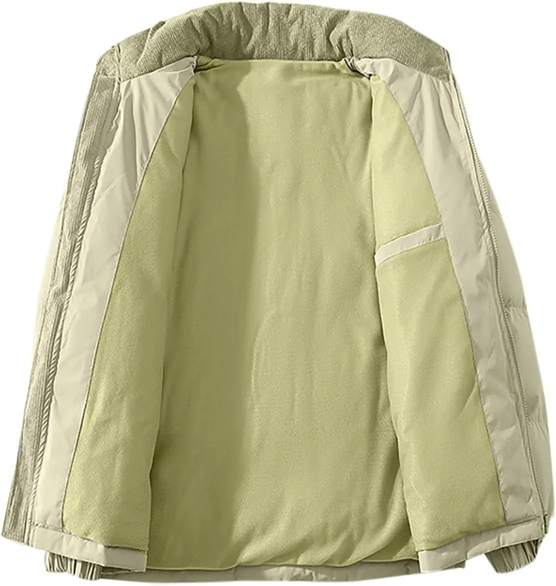 Mens Winter Bomber Jacket Warm Plus Size Puffer Jacket Corduroy Patchwork Coat Windproof Zipper Outwear Down Jacket