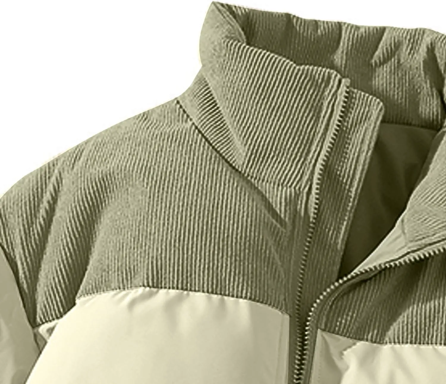 Mens Winter Bomber Jacket Warm Plus Size Puffer Jacket Corduroy Patchwork Coat Windproof Zipper Outwear Down Jacket