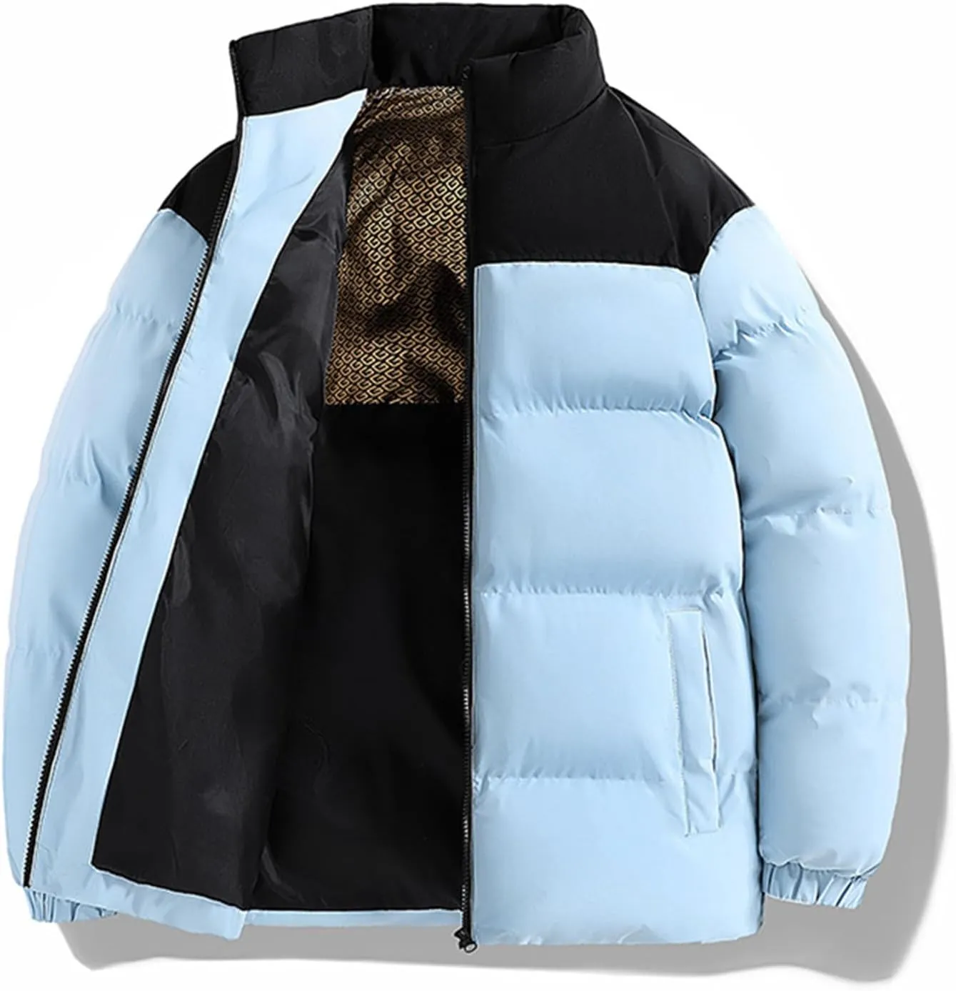 Mens Winter Jacket Warm Puffy Jackets Full Zip Puffer Jacket Quilted Insulated Jacket Down Jacket for Travel