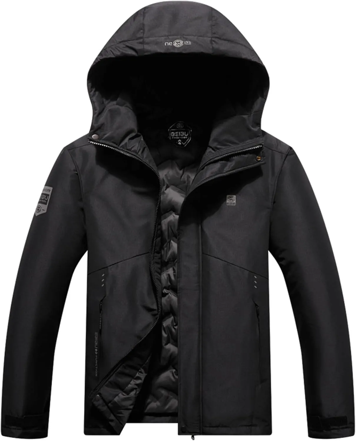 Men's Winter Puffer Jacket with Hood Windproof Ski Snow Jacket Waterproof Thicken Parka Rain Jacket Warm Down Coat