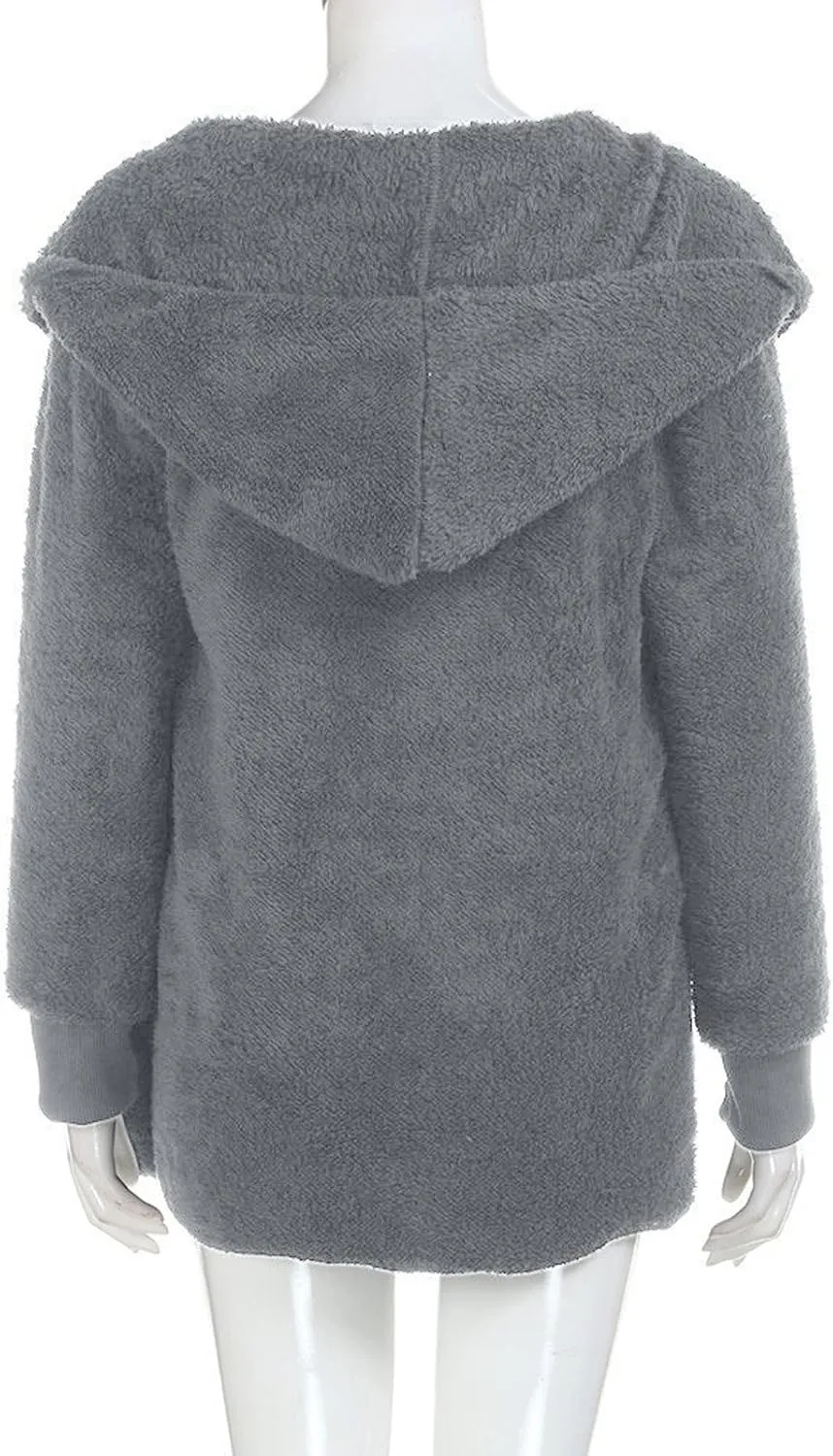 PETYCZEN Womens Fleece Jacket Winter Fuzzy Sherpa Lined Open Front Long Cardigan Coats Thermal Hooded Jackets with Pockets