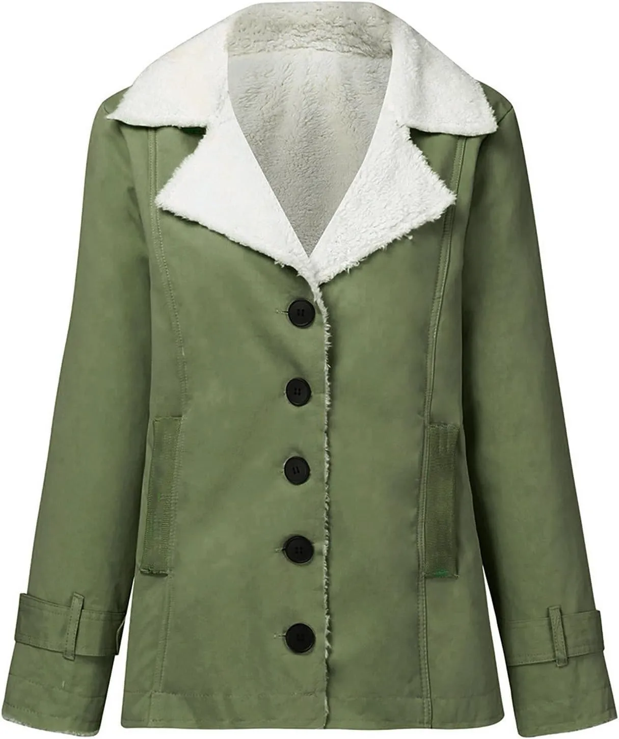 QWENTMTNTY Winter Coats for Women Fleece Lined Plus Size Sherpa Jacket Fashion Lapel Thicken Coat Thermal Outerwear Pockets