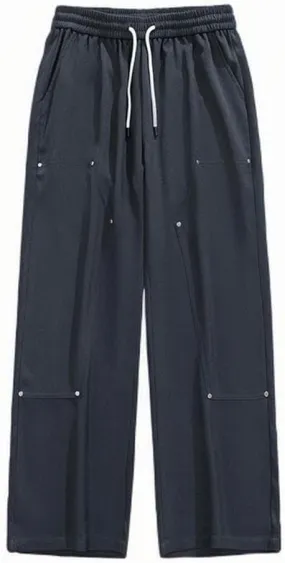 Straight Trousers for Men Plus Size Drawstring Elastic Waist Straight Leg Pants Casual Solid Loose Fit Exercise Pant