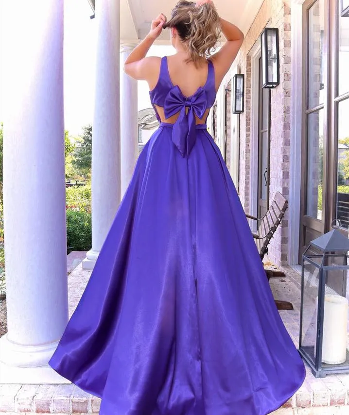 Straps Long A-line Satin Prom Dresses, Simple Elegant Prom Dresses, 2021 Prom Dresses