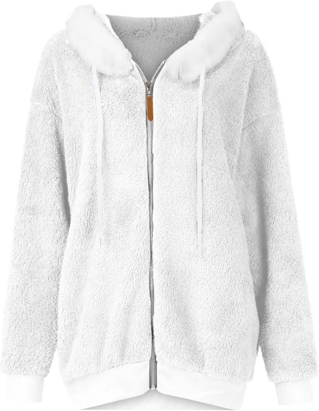 Winter Jackets for Women Fuzzy Fleece Jacket Hooded Color Block Patchwork Cardigan Coats Soft Shaggy Warm Outerwear