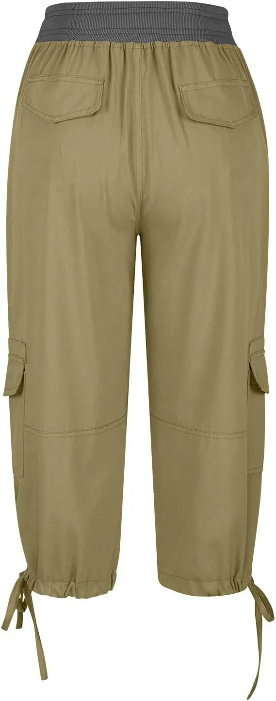 Women's Stretchy Tactical Cargo Pants High Waisted Casual Joggers Plus Size Skinny Trousers Cargo Pants with 6 Pockets