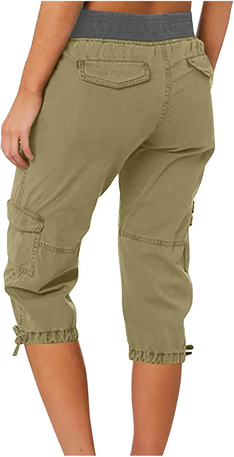 Women's Stretchy Tactical Cargo Pants High Waisted Casual Joggers Plus Size Skinny Trousers Cargo Pants with 6 Pockets