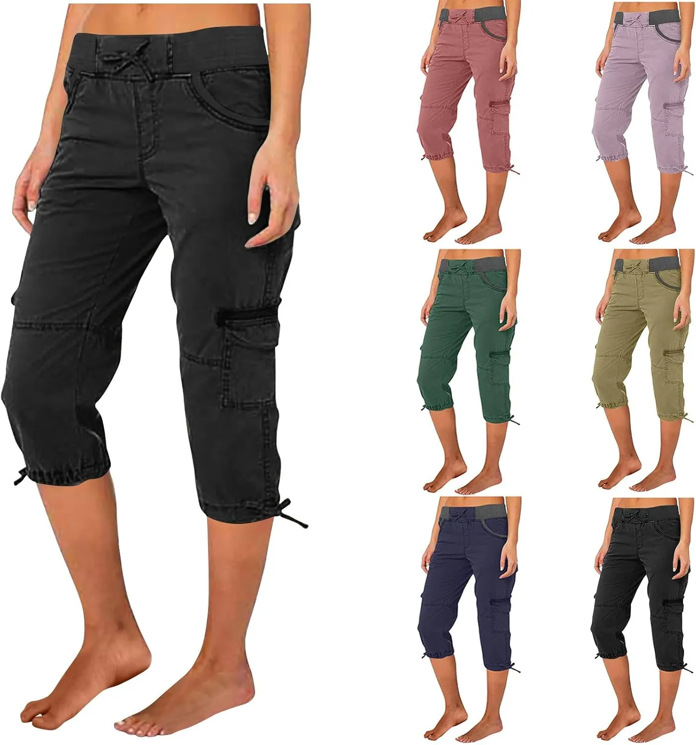 Women's Stretchy Tactical Cargo Pants High Waisted Casual Joggers Plus Size Skinny Trousers Cargo Pants with 6 Pockets
