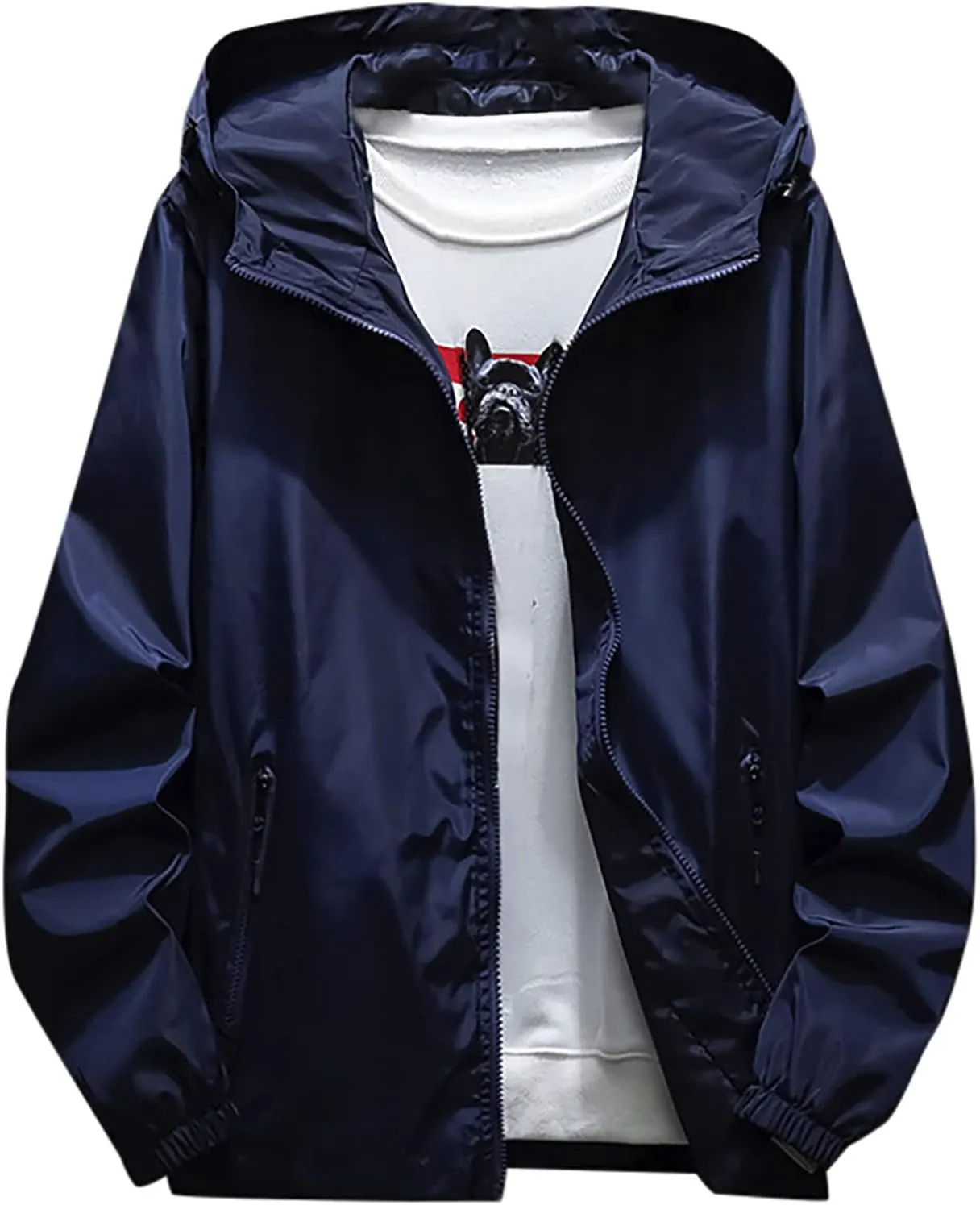 Ymosrh Men's Waterproof Jacket Casual Lightweight Full Zip Windproof Anorak Hoodie Rain Jackets Windbreaker, M-7XL