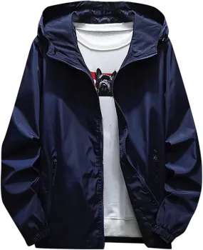 Ymosrh Men's Waterproof Jacket Casual Lightweight Full Zip Windproof Anorak Hoodie Rain Jackets Windbreaker, M-7XL