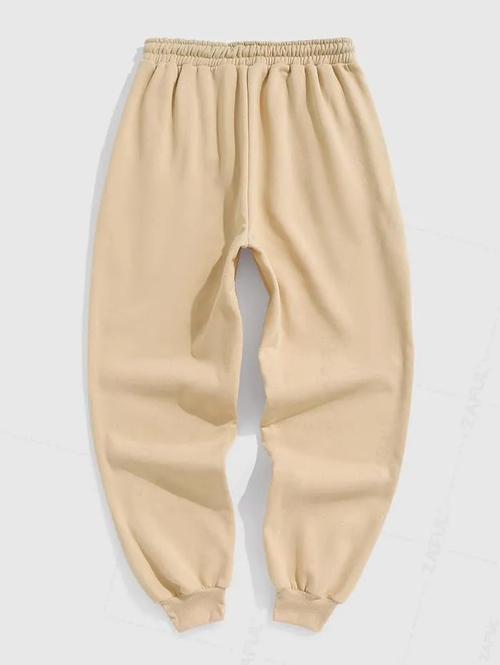 ZAFUL Men's Sweatpants Pattern Fuzzy Fleece-Lined Drawstring Jogger Sweatpants Athletic Pants