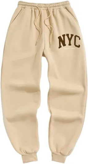 ZAFUL Men's Sweatpants Pattern Fuzzy Fleece-Lined Drawstring Jogger Sweatpants Athletic Pants