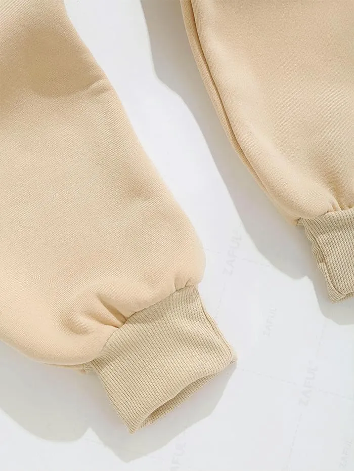 ZAFUL Men's Sweatpants Pattern Fuzzy Fleece-Lined Drawstring Jogger Sweatpants Athletic Pants