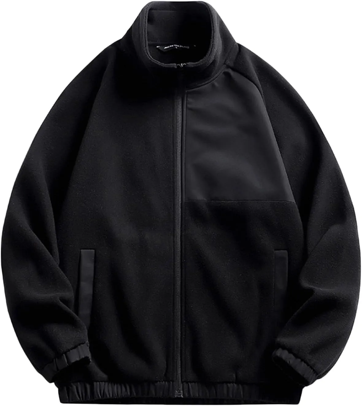 Zeiyignr Men’s Fuzzy Sherpa Bomber Jacket Motorcycle Jackets Varsity Jacket Colorblock Patchwork Jacket Warm Full Zip Up Coat