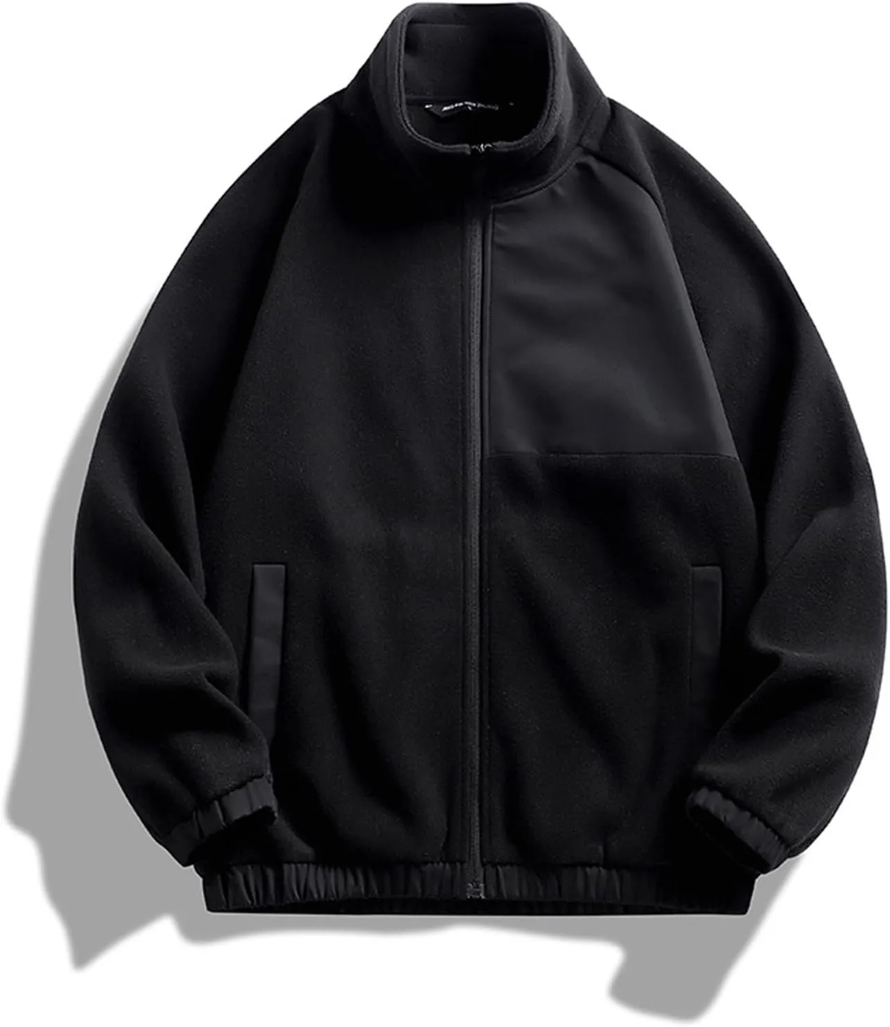 Zeiyignr Men’s Fuzzy Sherpa Bomber Jacket Motorcycle Jackets Varsity Jacket Colorblock Patchwork Jacket Warm Full Zip Up Coat